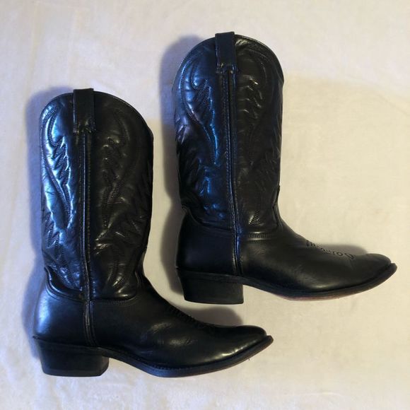 Express Rider Western Style Black Leather Boots • Men’s Sz 10 - Picture 3 of 12